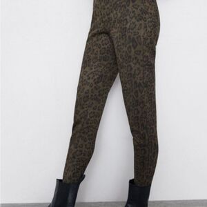 Zara Brown and Black Skinny Pants High-Waisted Knit